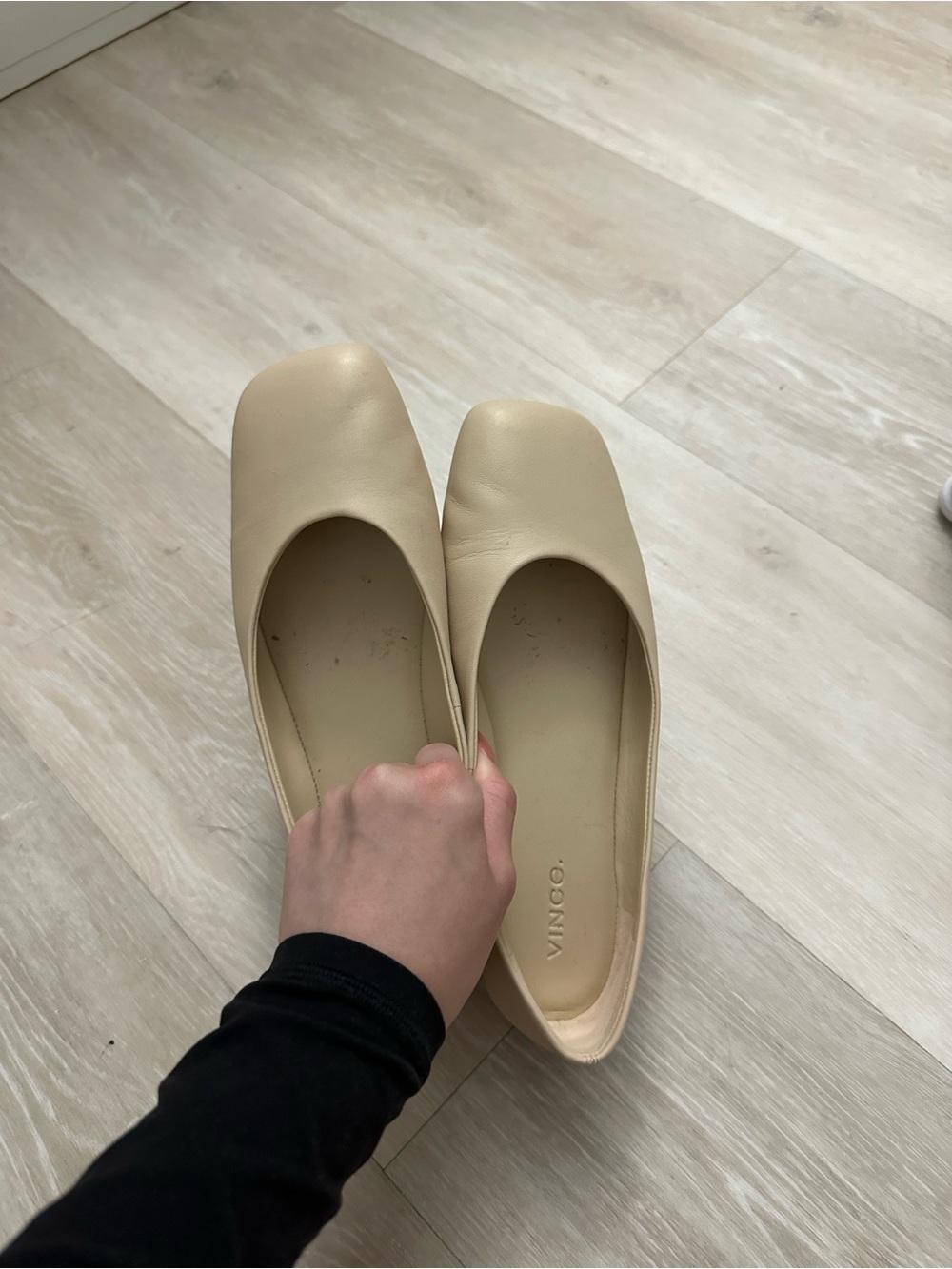 VINCE nude Square-Toe Ballet Flats
